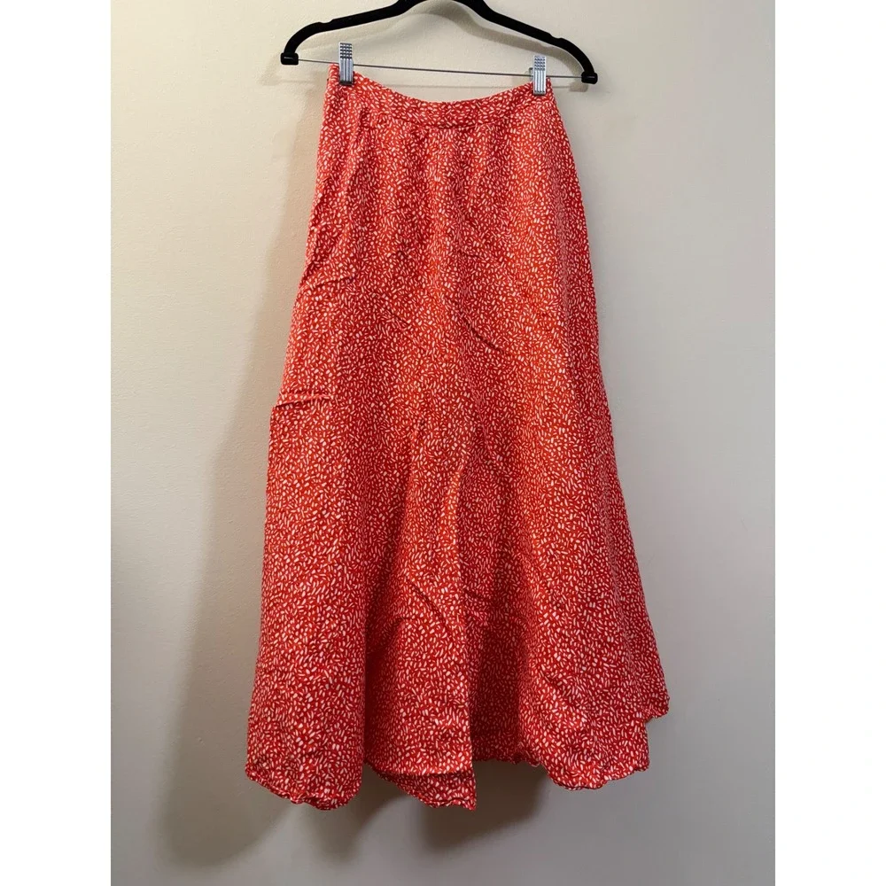 Anthropologie Moglea Dappled A-Line Red & White Micro Dot Maxi Skirt Women's - 0